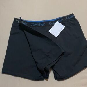 2pcs Calvin Klein Men's Black Boxer Briefs with Blue Waistband